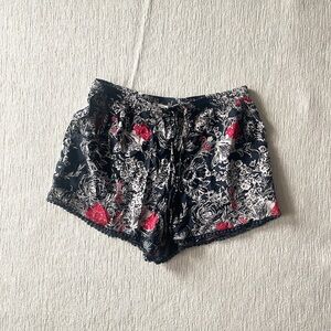 Charlotte Russe Navy Floral Shorts with Pink Accent